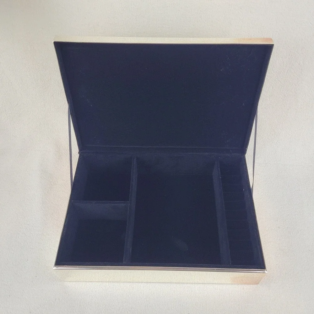 Pottery Barn Silver Tone Monogrammed Kelly Jewelry Box Large Black Velvet Lining